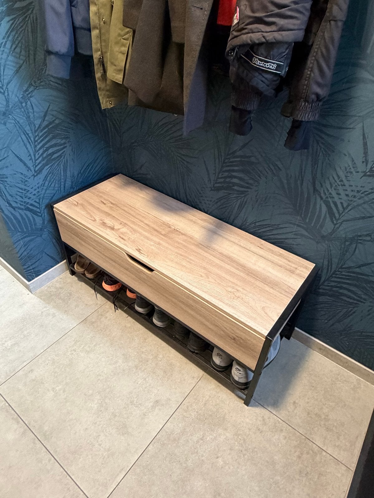 Halbank 110cm breed met opbergruimte en schoenenrek, Ophalen, Gebruikt