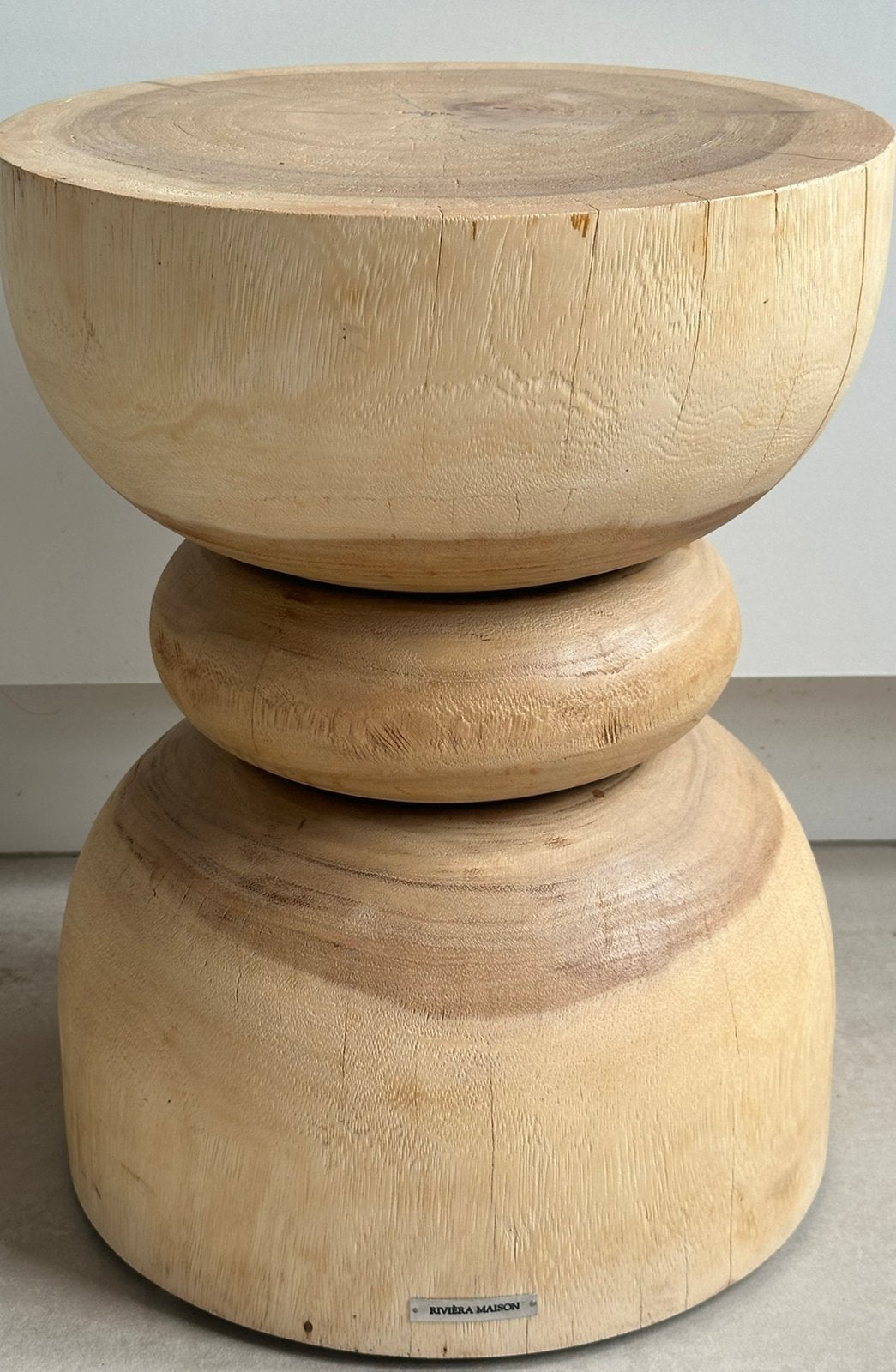 Rivièra Maison massief houten bijzettafel nieuw, Huis en Inrichting, Ophalen, Nieuw, Rond, Minder dan 55 cm