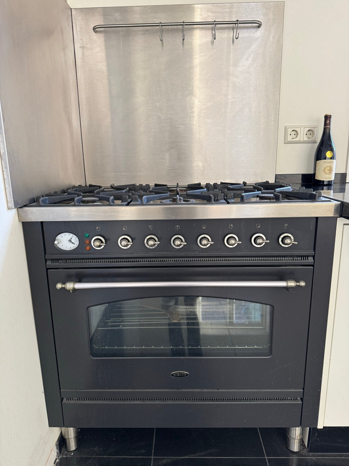 Boretti Fornuis met Gasfornuis en Oven - Zwart, Ophalen, Gebruikt, Hete lucht, 60 cm of meer