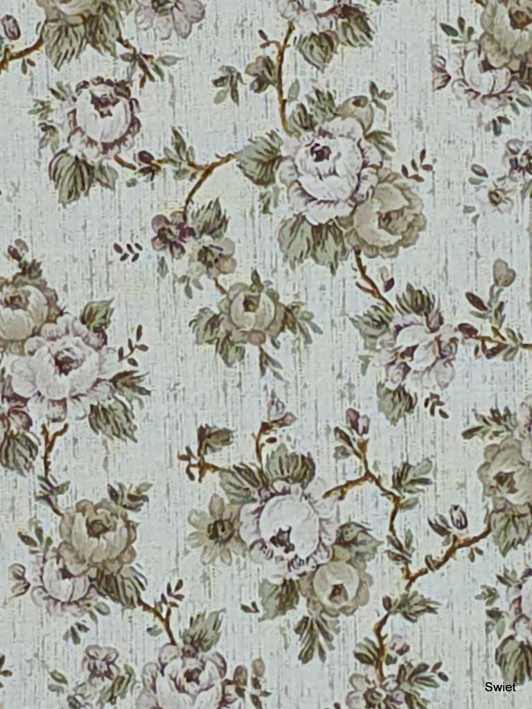 7196 vintage jutelook bloemetjes behang groen roze swiet, Huis en Inrichting, Stoffering | Behang, Ophalen of Verzenden, 50 tot 75 m²