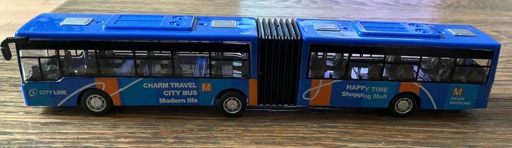 Blauwe Dubbele stadsbus 18 CM, Ophalen, Zo goed als nieuw, Bus of Vrachtwagen