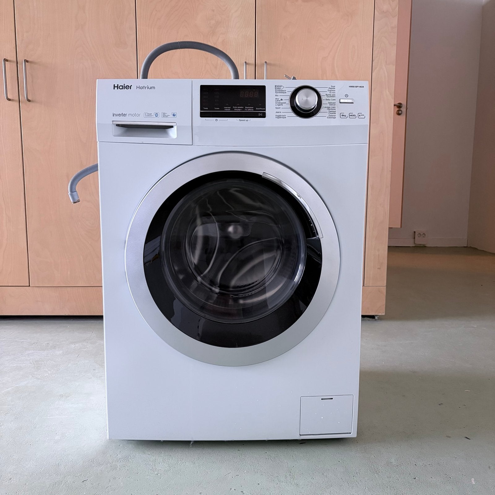Haier Hatrium HW80-BP14636 Wasmachine - 8kg, 1400 toeren, Witgoed en Apparatuur, Wasmachines, Ophalen, Gebruikt, 85 tot 90 cm