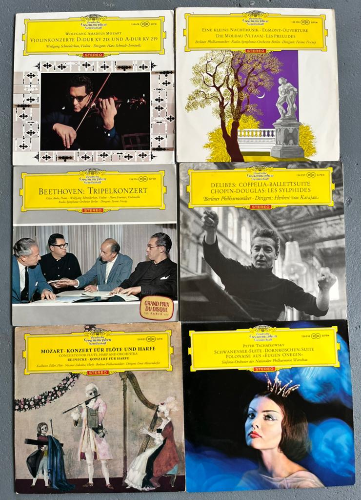 6lp klassiek vinyl Mozart violin DGG tulips stereo red, Overige typen, Ophalen of Verzenden, Zo goed als nieuw, 12 inch