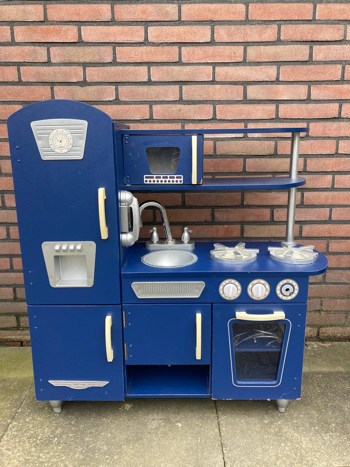 Stoer blauw speelgoed keukentje, evt met toebehoren, Kinderen en Baby's, Ophalen, Gebruikt, Hout, Speelkeuken