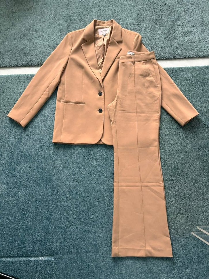 Costes pak blazer maat S pantalon maat M camel, Kostuum of Pak, Beige, Ophalen of Verzenden, Maat 36 (S)