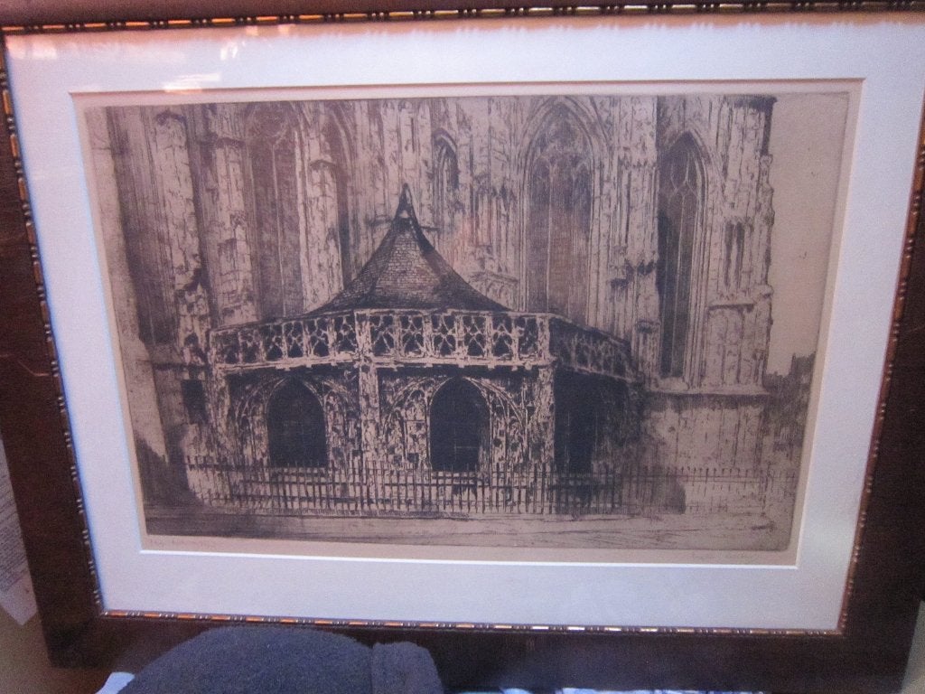 Eugene LUCKER, ets v/d Gerskamer, St. Jan 's-Hertogenbos, Antiek en Kunst, Kunst | Etsen en Gravures, Ophalen of Verzenden