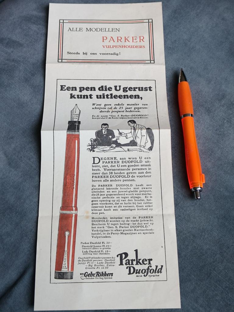 1933, NOTA J.HIDDEMA, GRONINGEN , PARKER PEN RECLAME, Ophalen of Verzenden, Gebruikt, Overige typen