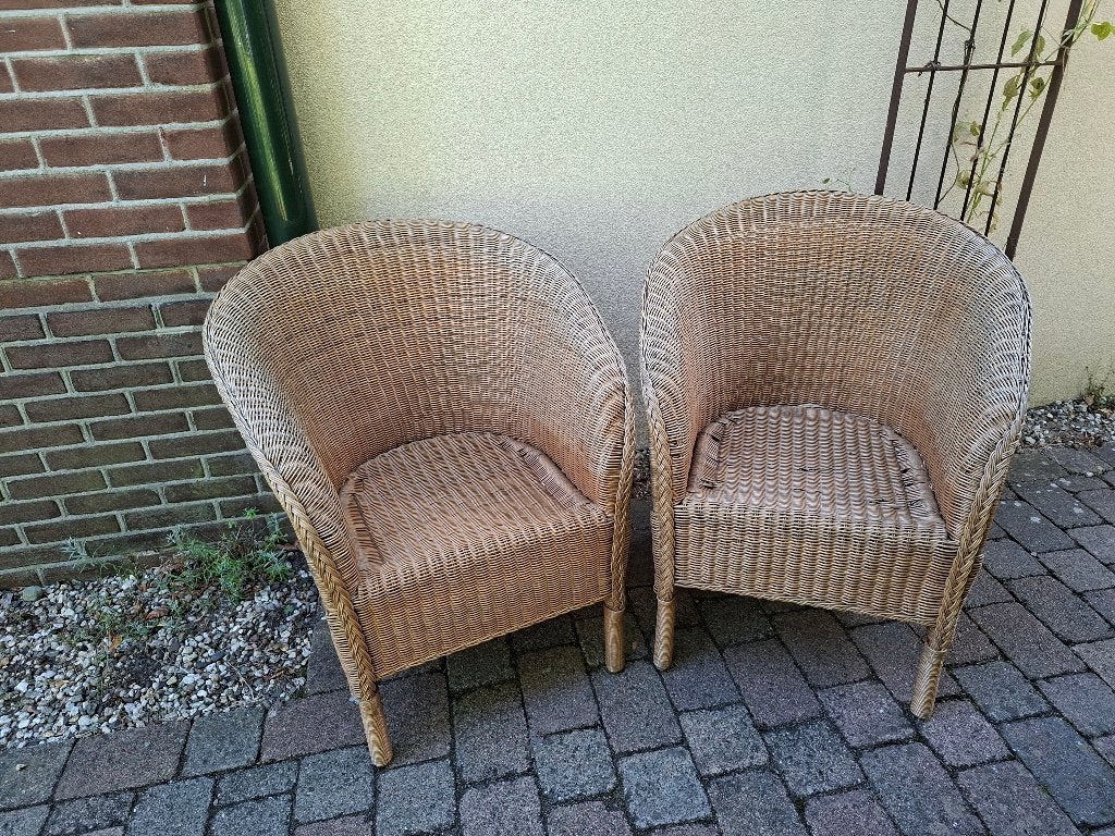 Twee rotan stoelen, Ophalen, Gebruikt, Twee, Bruin