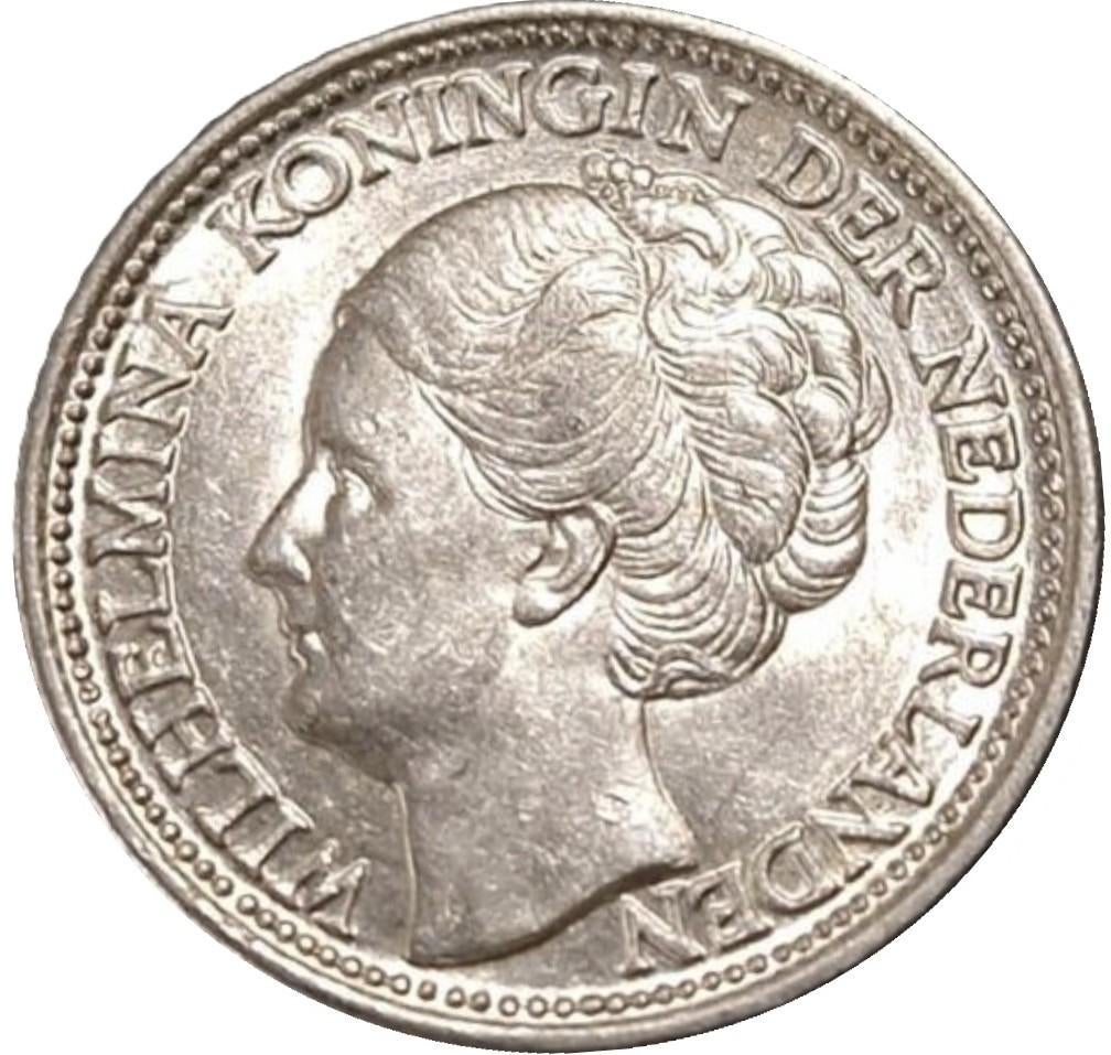 25 cent 1943 EP - UNC/FDC, Postzegels en Munten, Munten | Nederland, Verzenden, Zilver, 25 cent, Koningin Wilhelmina