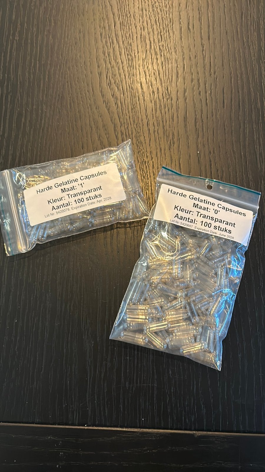 Gelatine capsules maat 0 en 1 (+/-96 stuks), Ophalen of Verzenden, Nieuw