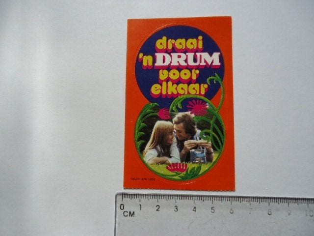 sticker Jaren 70 DRUM SHAG sigaret flowerpower retro, Verzenden, Zo goed als nieuw