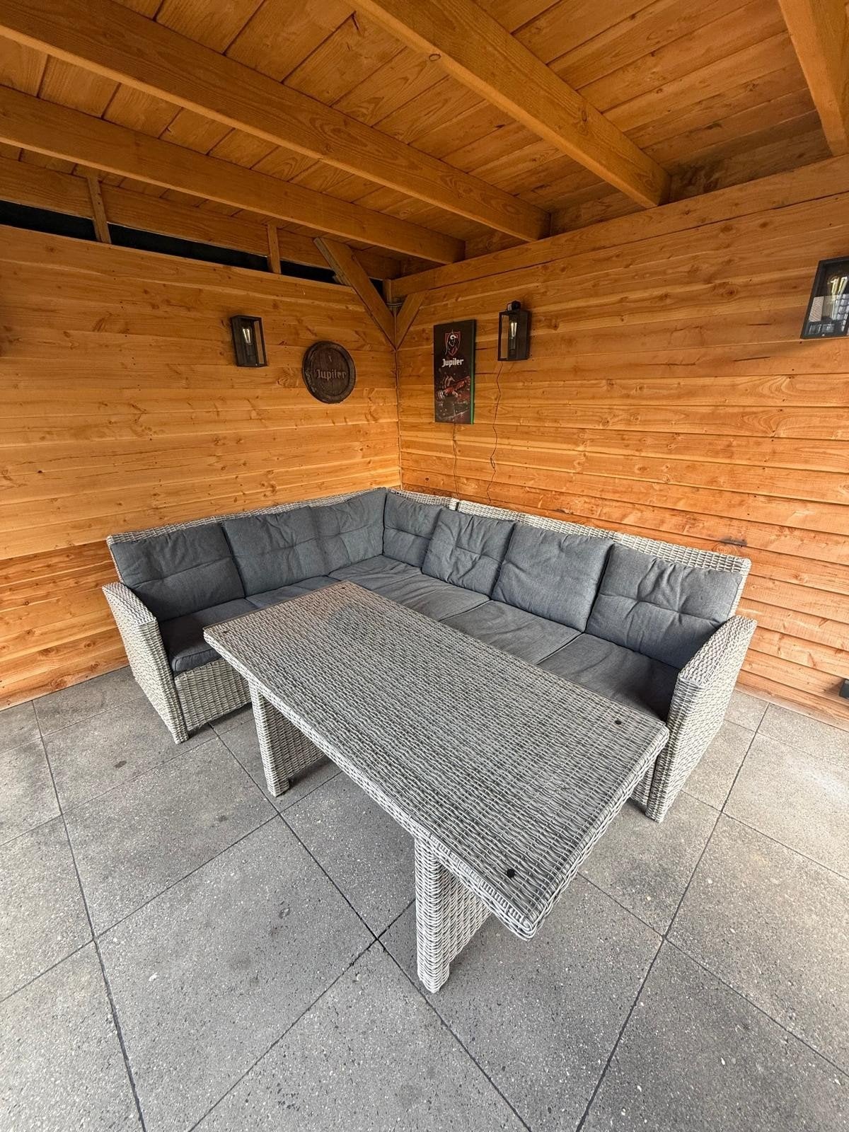 Complete Loungeset met Tafel en Kussens, Ophalen, 5 zitplaatsen, Gebruikt, Loungeset