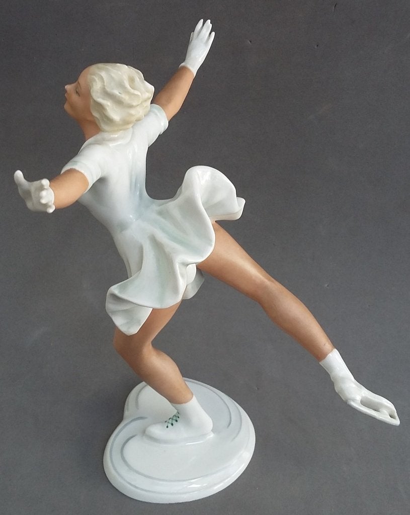 Om1930-1950 Wallendorf Schaubach Porselein Beeld Schaatsster, Antiek en Kunst, Ophalen of Verzenden
