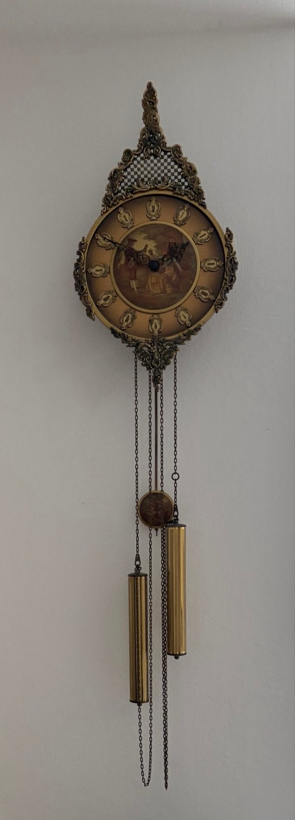 Barok/Rococo Wandklok met Fragonard-tafereel, Jaren '60, Ophalen