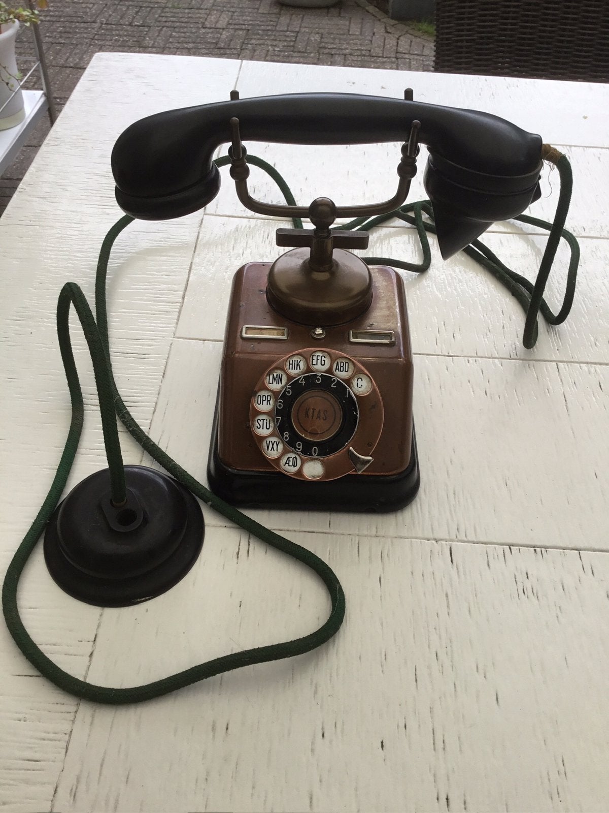 Antieke koperen telefoon, Telecommunicatie, Vaste telefoons | Niet Draadloos, Ophalen, Zo goed als nieuw