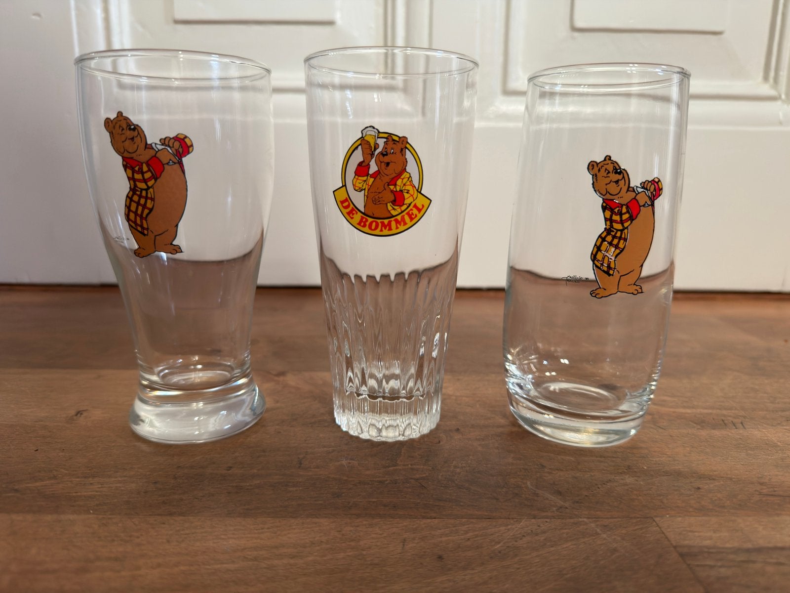 Olivier B. Bommel – 3 verschillende glazen – Marten Toonder, Ophalen, Zo goed als nieuw, Bierglas