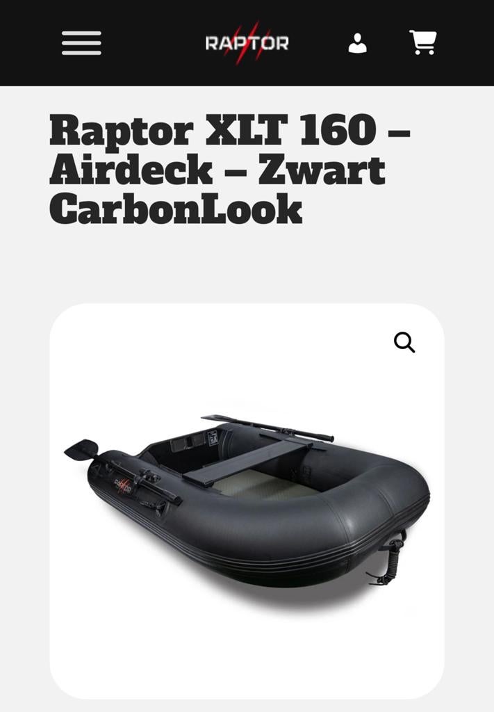 Raptor boot 160 XLT carbonlook complete set !, Watersport en Boten, Ophalen, Zo goed als nieuw, Complete set