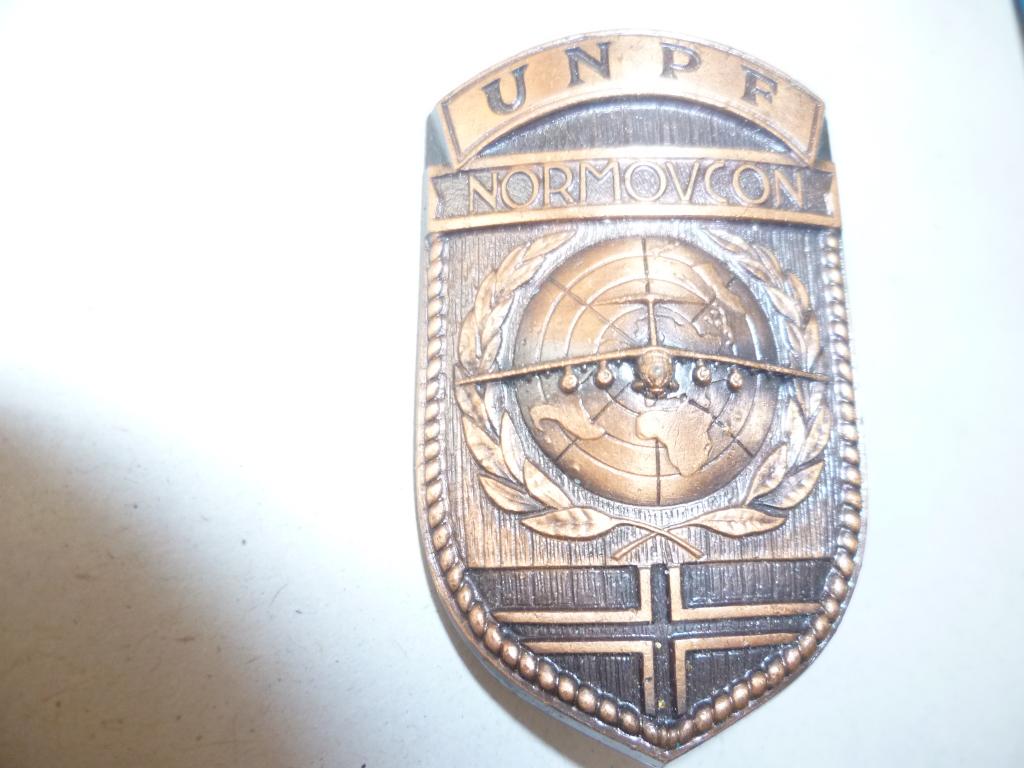 Noorse Badge UNPF Normovcon nr 0117 Oorlog in Bosnië 1992-, Ophalen of Verzenden, Landmacht, Overige gebieden, Embleem of Badge