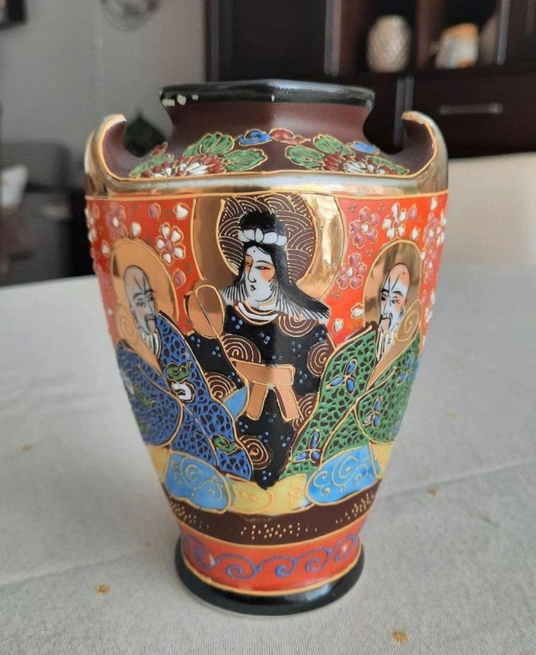 Antiek Japans Satsuma vaasje, Ophalen of Verzenden