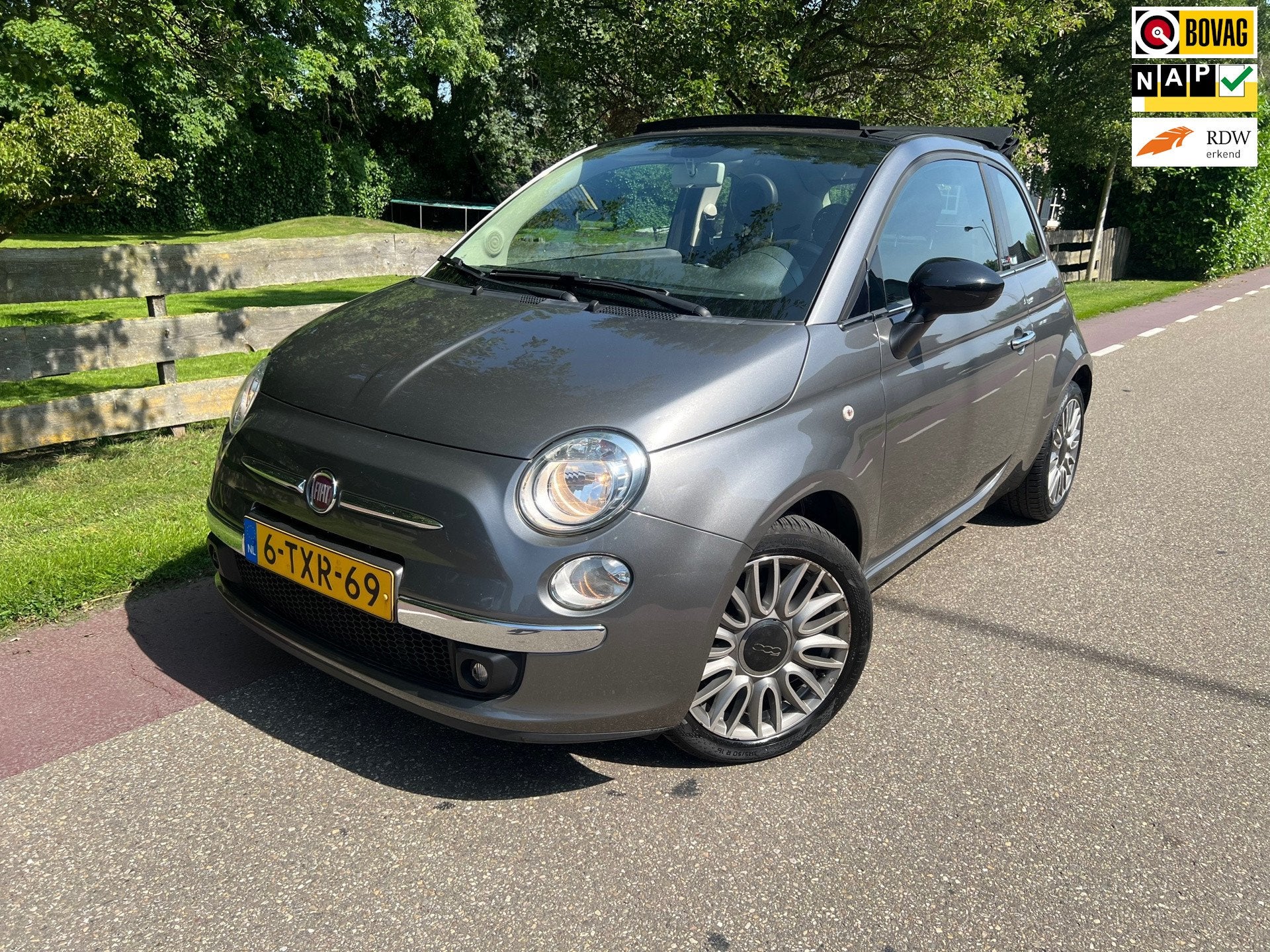 Fiat 500 C 0.9 TwinAir Turbo Cult Cabriodak Clima Leder, Gebruikt, Cabriolet, Bedrijf, Handgeschakeld