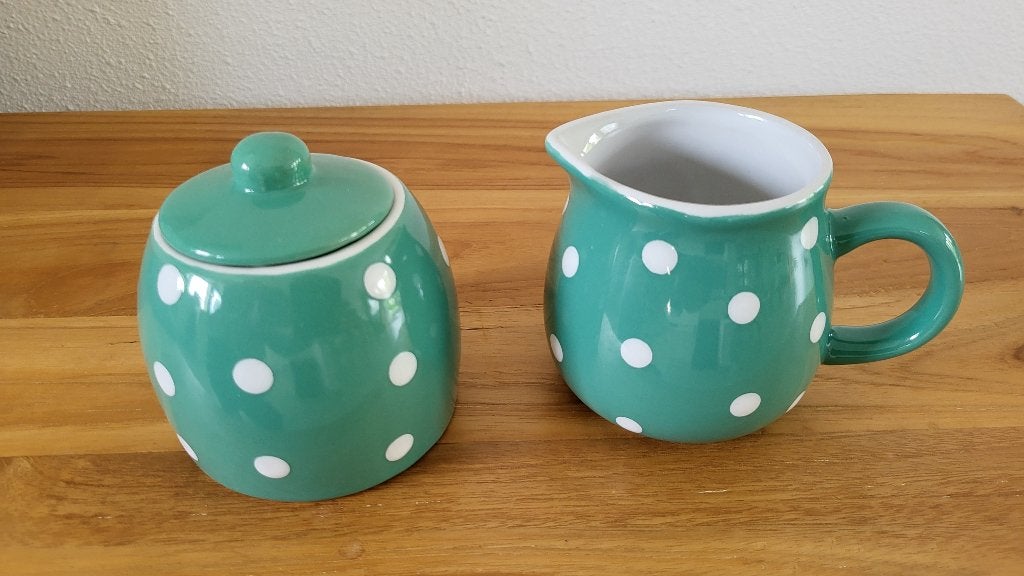 Union Pacific Tableware polkadot suikerpot en melkkan, Ophalen, Overige typen, Zo goed als nieuw, Overige stijlen