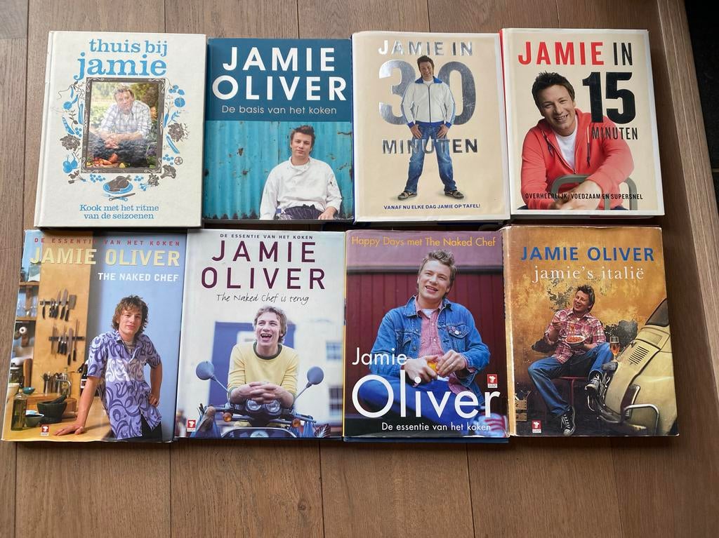 Jamie Oliver Kookboeken Collectie - 8 Stuks, Gelezen, Hoofdgerechten, Ophalen of Verzenden, Europa
