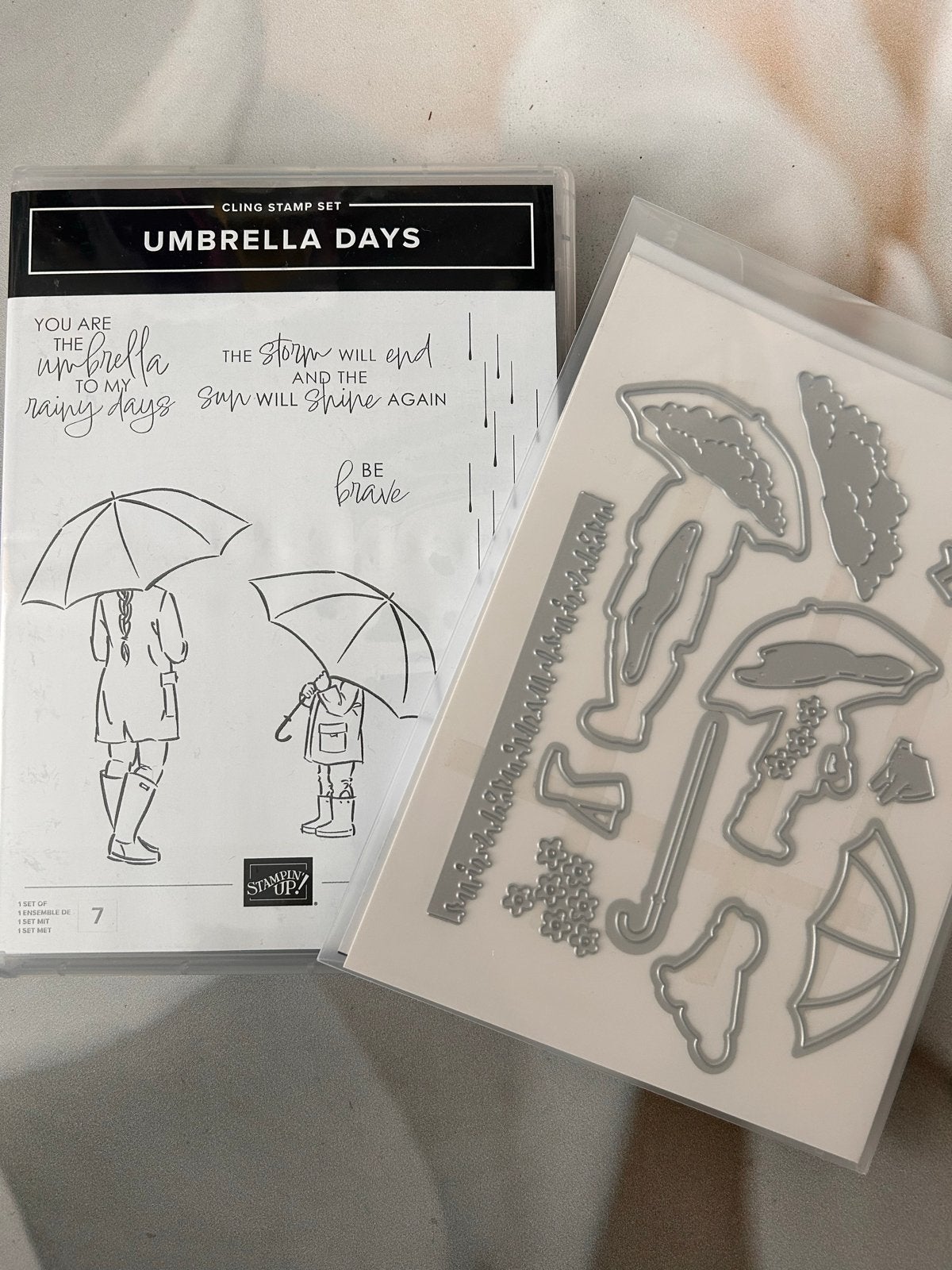 Stampin' Up! Umbrella Days Stempelset en Stansen, Ophalen of Verzenden, Zo goed als nieuw, EZ-mounted stempel