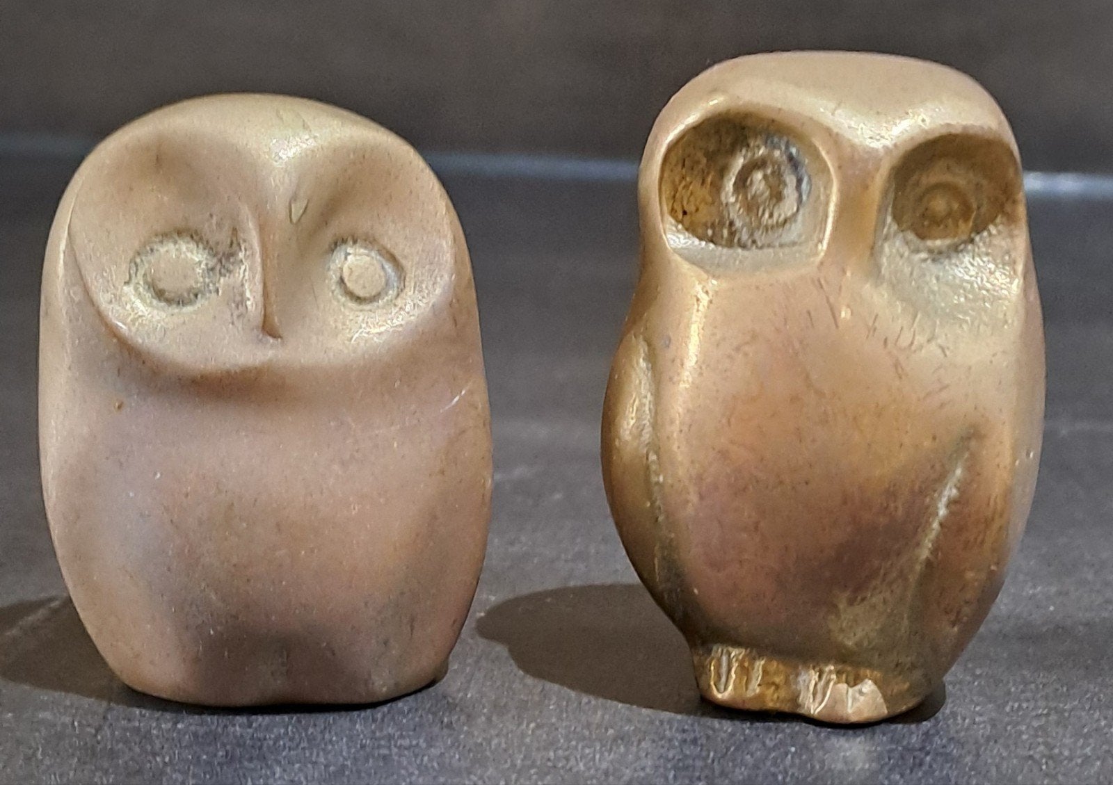 Set van 2 koperen uilen beeldjes - Vintage decoratie, Ophalen of Verzenden