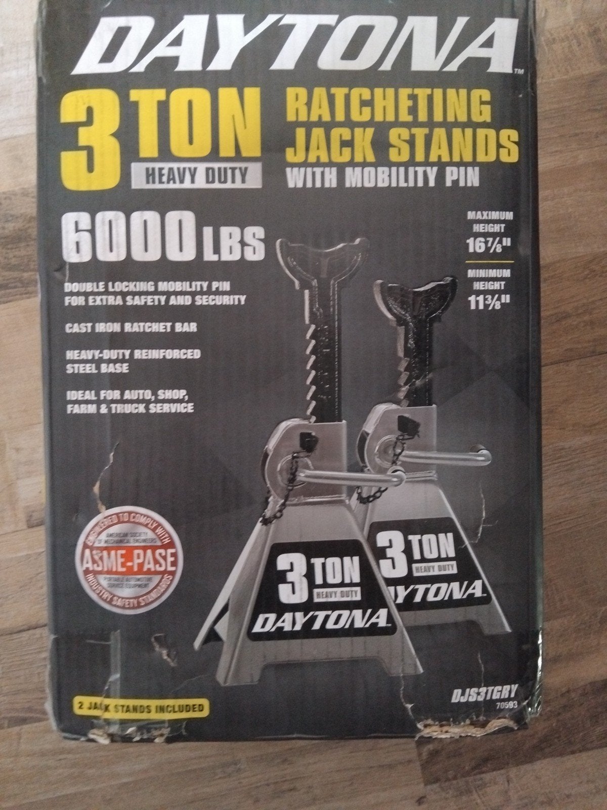 Daytona 3 Ton Heavy Duty Ratcheting Jack Stands, Ophalen of Verzenden