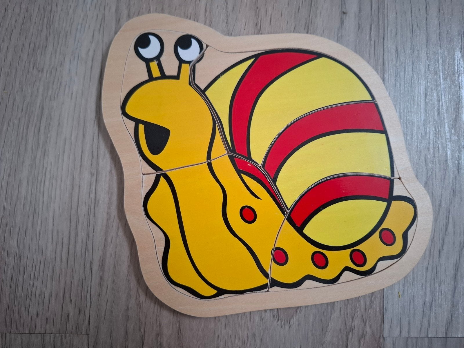 Houten slakkenpuzzel, Ophalen of Verzenden, Minder dan 10 stukjes, Zo goed als nieuw, Van hout