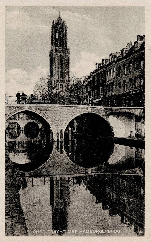 Utrecht – Oude Gracht met Hamburgerbrug., Verzamelen, Ophalen of Verzenden, 1940 tot 1960, Gelopen, Utrecht