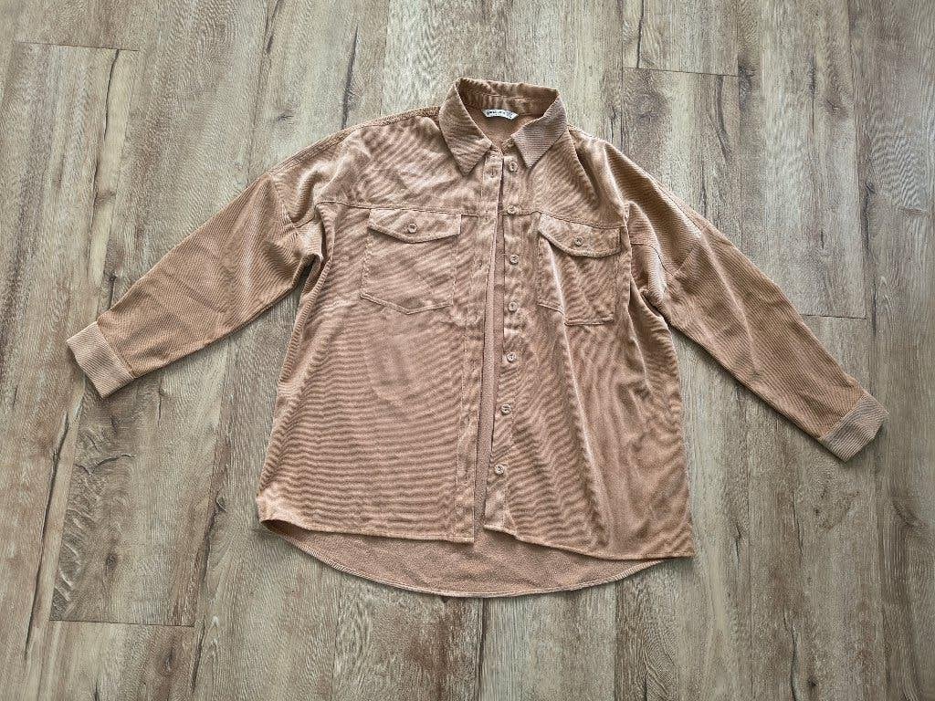 Prachtige beige ribstof blouse, vest rib Stradivarius, M., Maat 38/40 (M), Ophalen of Verzenden, Onb, Stradivarius