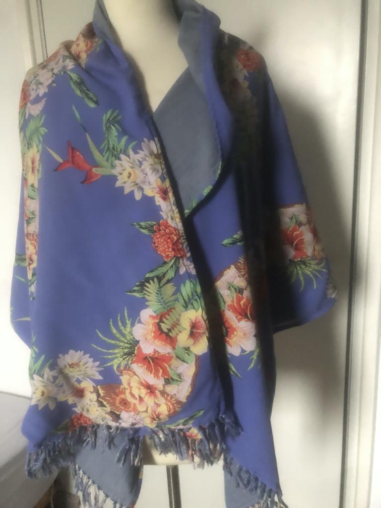 SCOTCH REBELLE AND SODA blauwe shawl 60x 150 dubbel, Maat 46/48 (XL) of groter, Scotch & Soda, Ophalen of Verzenden, Zo goed als nieuw