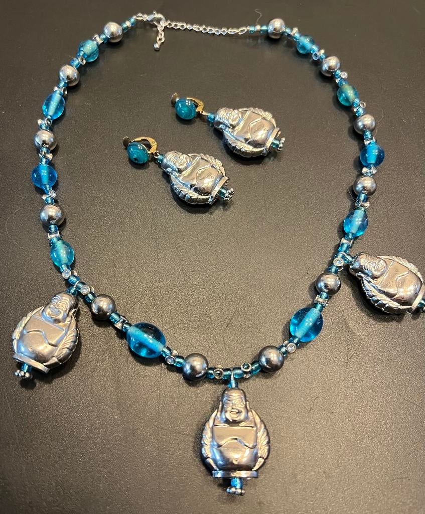 Mooie handmade spirituele boeddha ketting+oorbellen, Sieraden, Tassen en Uiterlijk, Kettingen, Ophalen of Verzenden, Zo goed als nieuw