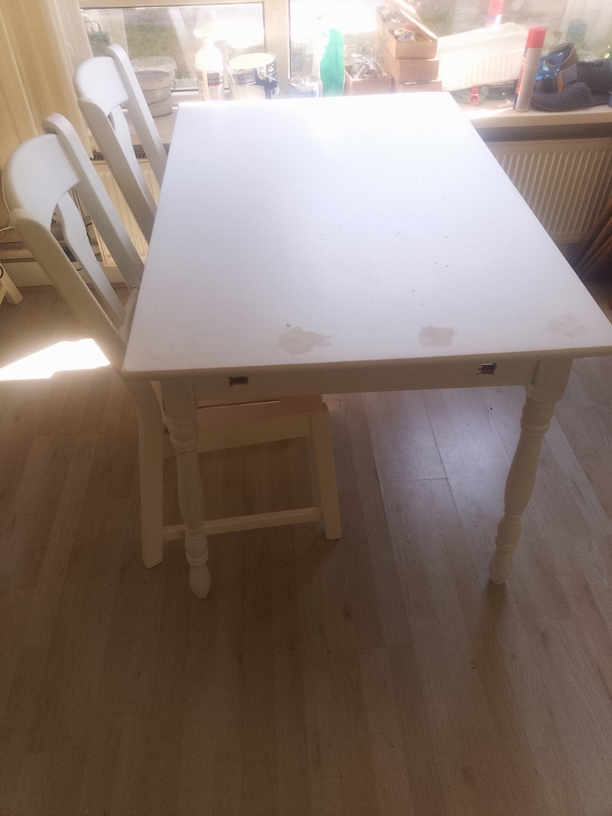 Witte eettafel 120x80x75 cm, Huis en Inrichting, Tafelonderdelen, Ophalen, Overige materialen, Gebruikt, 100 tot 150 cm