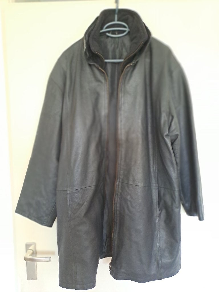 Leren jas maat 42 met fleece inzet, Zwart, Maat 42/44 (L), Ophalen of Verzenden, Merkloos