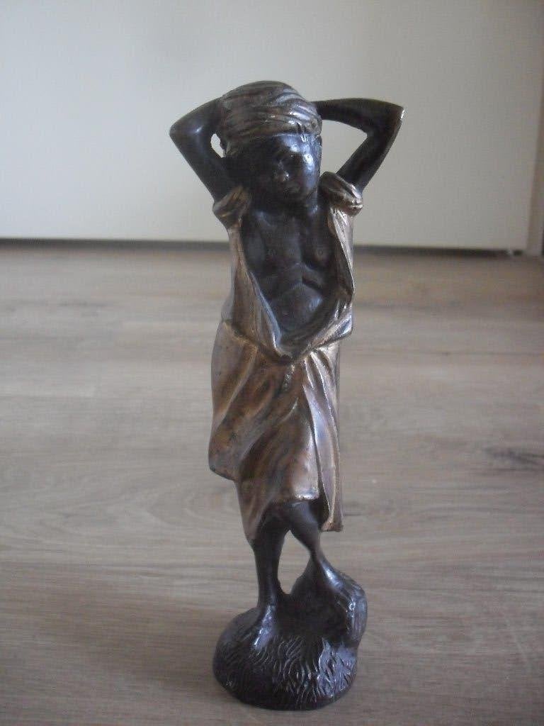 bronzen beeld jongen met tulband, Ophalen of Verzenden, Brons, Man