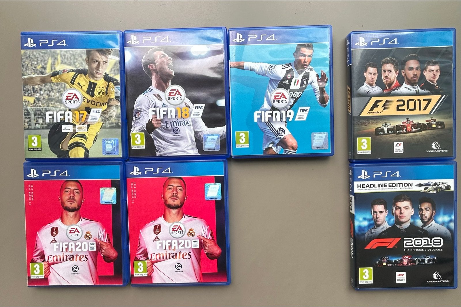 PS4 Games: FIFA 17, 18, 19, 20 & F1 2017, 2018, Gebruikt, Eén computer, Ophalen of Verzenden, Sport