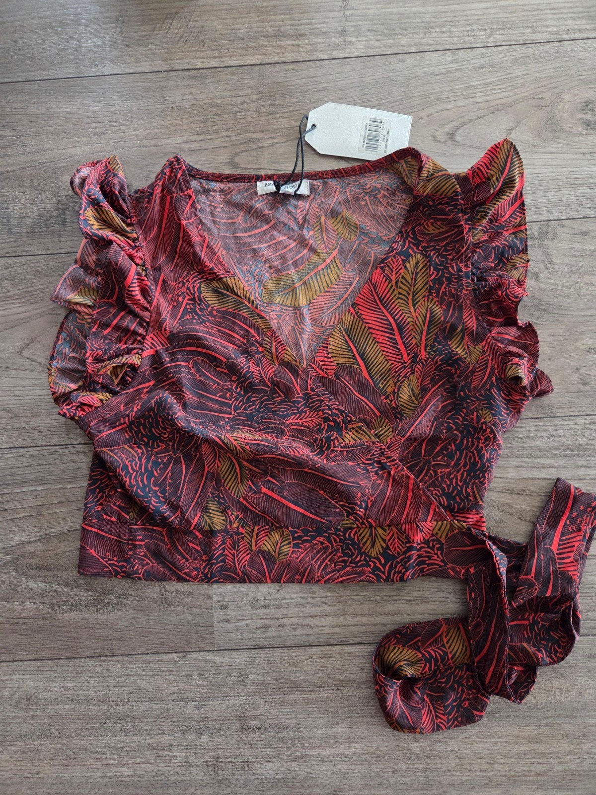 Brave Soul London wikkel top met bladprint - Maat M, Maat 38/40 (M), Brave Soul London, Meerkleurig, Nieuw