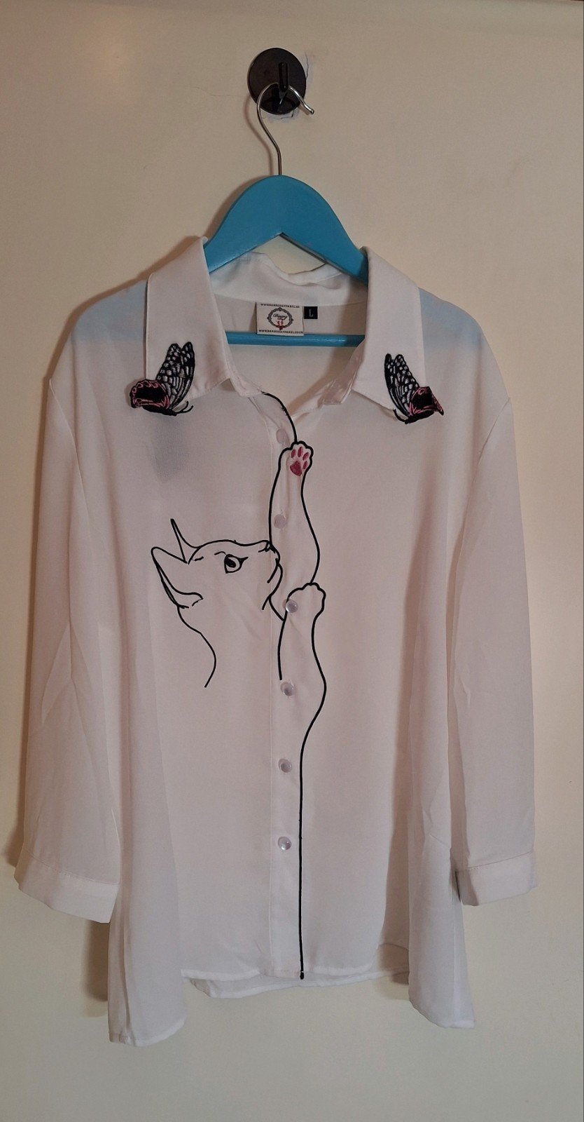 Witte blouse  van Topvintage, mt L, Ophalen of Verzenden, Zo goed als nieuw, Maat 38/40 (M), Wit