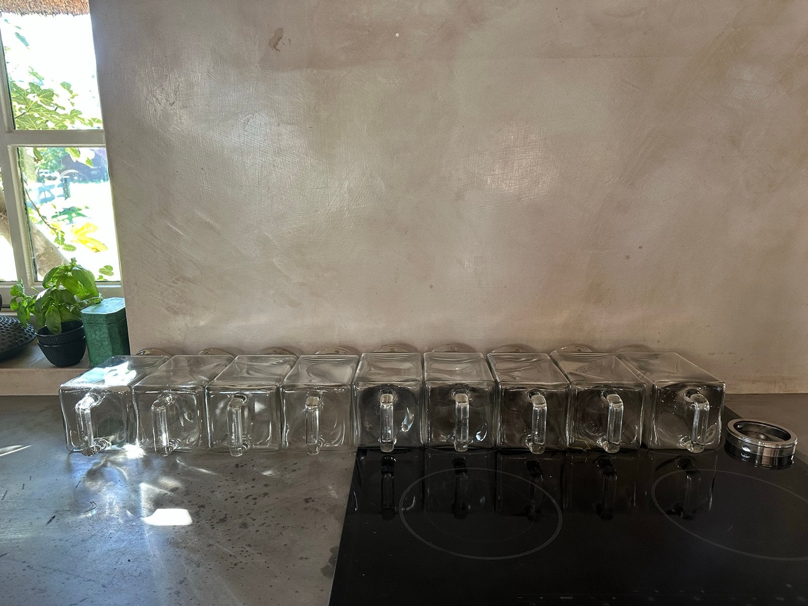 Set van 9 Vintage Glazen Voorraadpotten met Deksel - Grutte, Ophalen