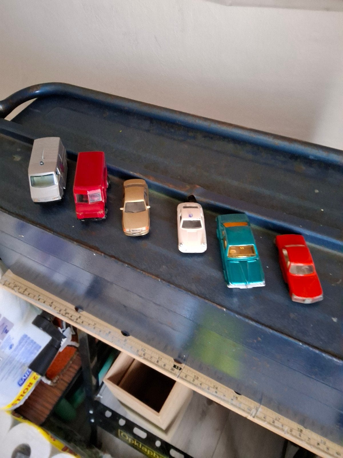 Set van 6 vintage modelautos en busjes., Ophalen, Gebruikt