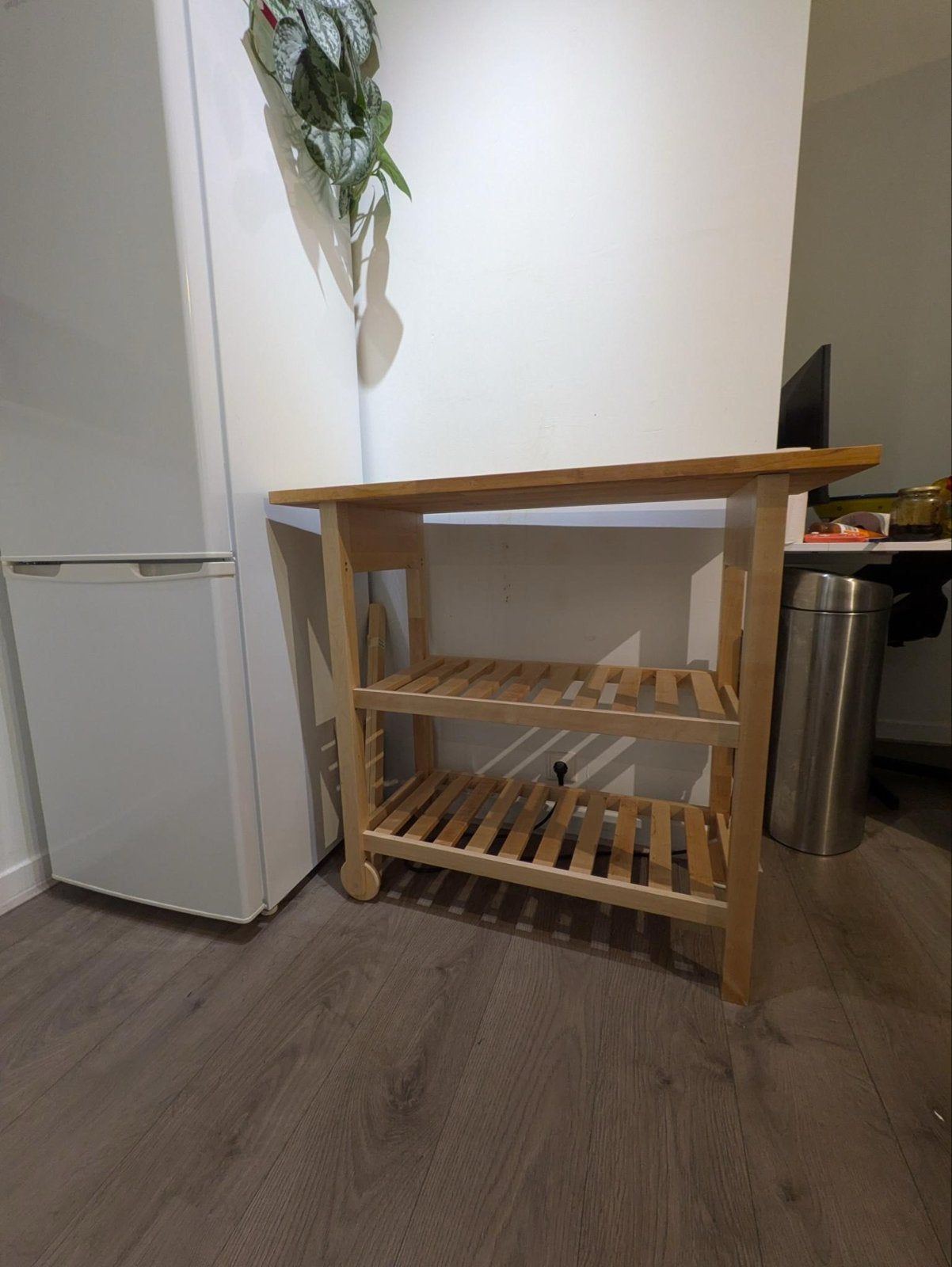 Ikea Förhöja keukentrolley houten, Ophalen, Gebruikt, 50 tot 100 cm, Minder dan 100 cm