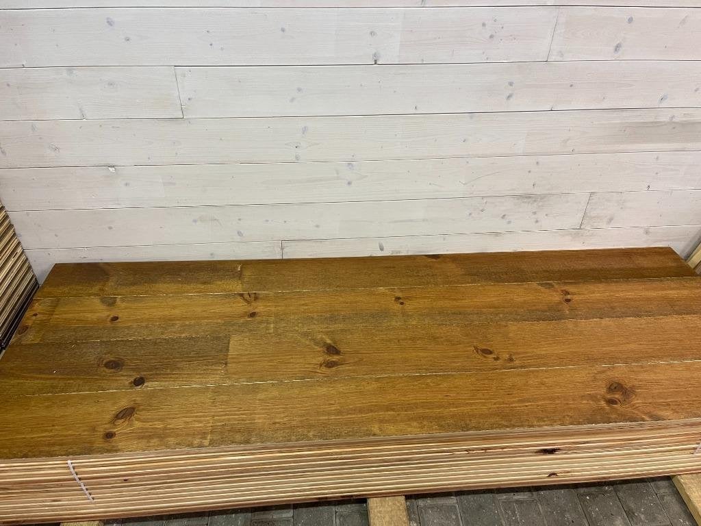 Verouderde grenen planken 20 x 170 Praline geolied , vloer