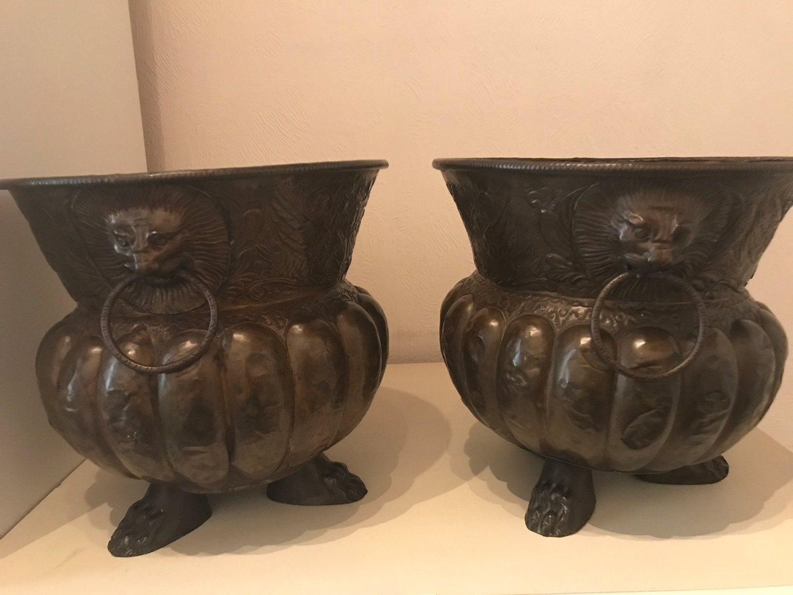 Paar jardinières ca 1800, Ophalen, Koper