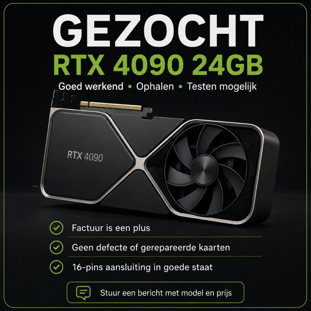 Gezocht: RTX 4090 24GB, GDDR6, PCI-Express 4, Ophalen of Verzenden, Zo goed als nieuw