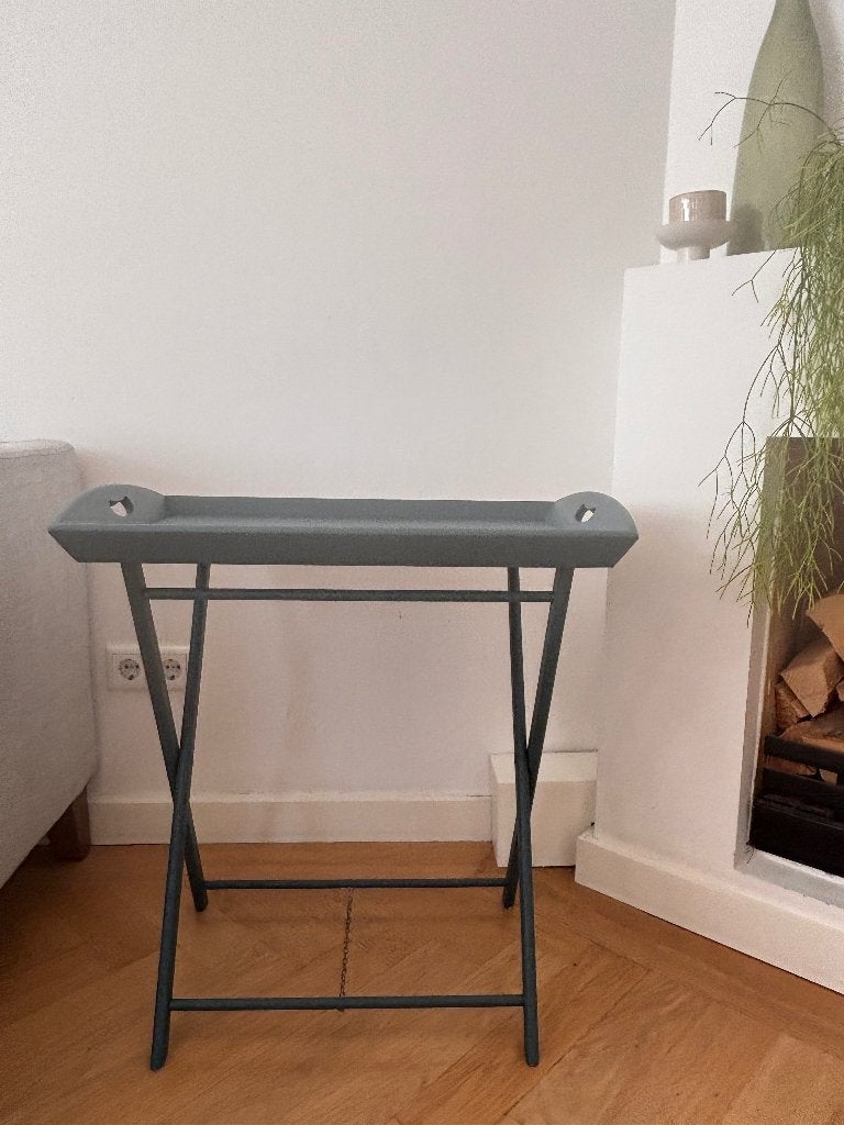 Blauw Geverfde Dienbladtafel, Ophalen, Gebruikt, 55 tot 75 cm, 60 cm of meer