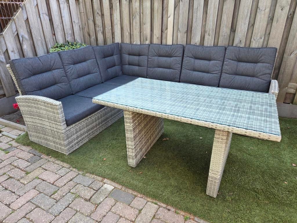 Prachtig groot wicker loungeset, Ophalen, Zo goed als nieuw, Wicker