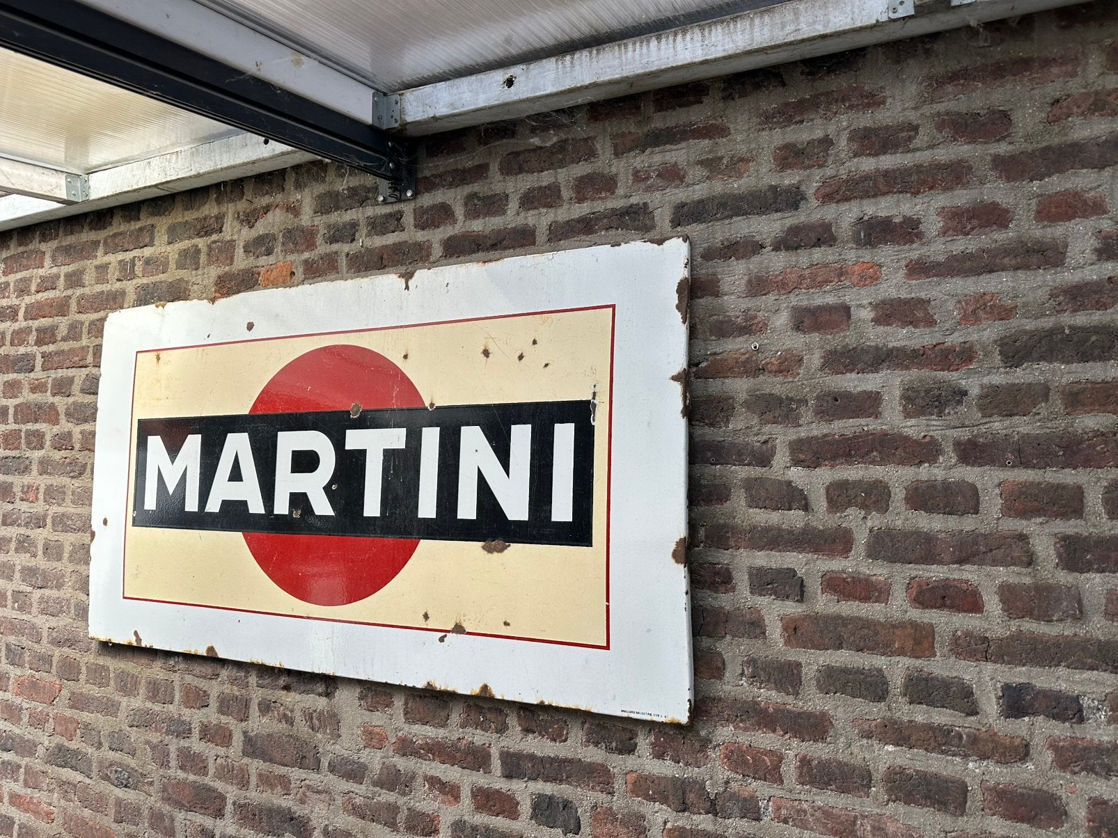 Groot Vintage emaille reclamebord Martini, Verzamelen, Ophalen, Gebruikt, Reclamebord