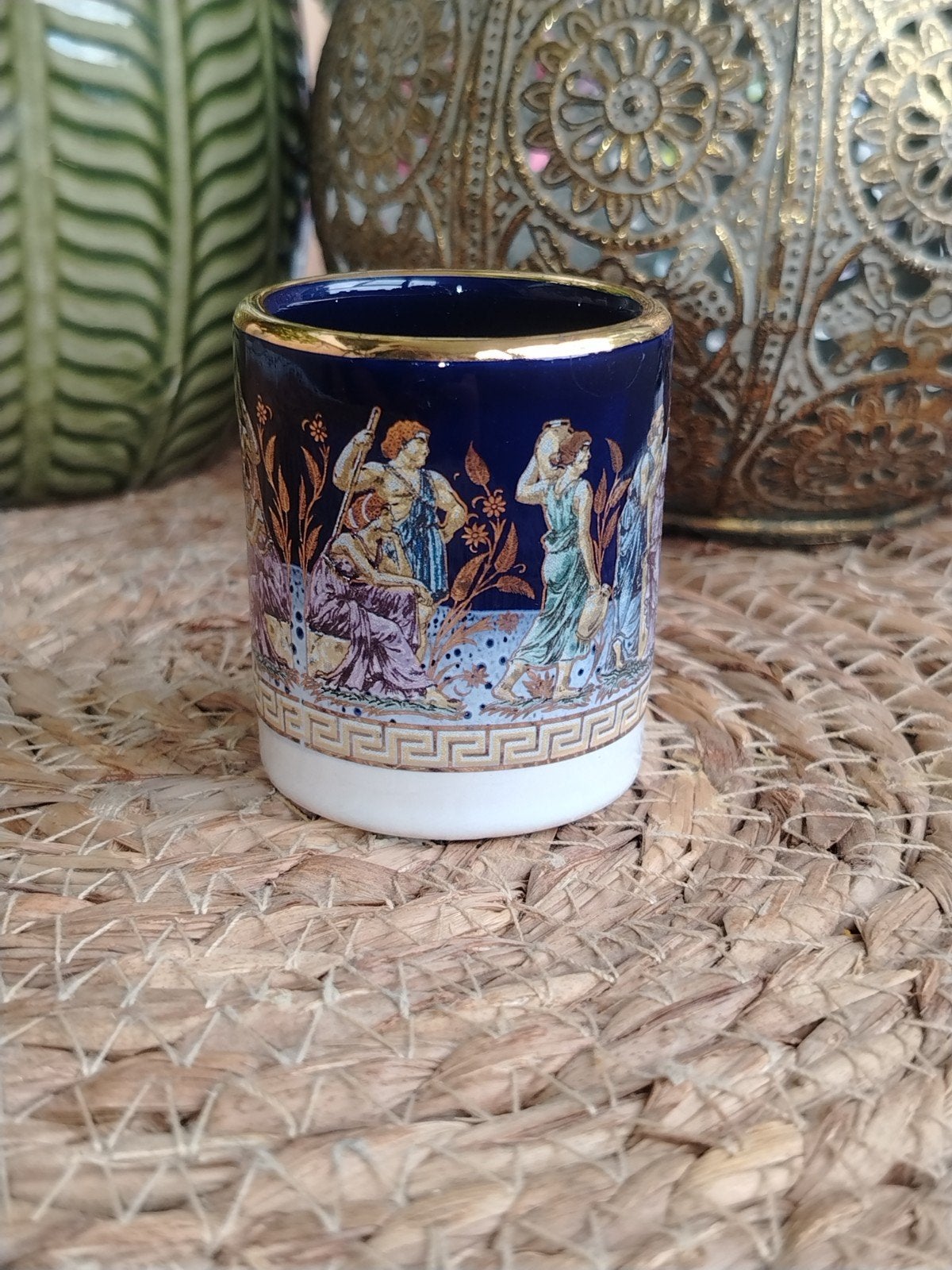 Vintage Grieks Vaasje 24K Goud Handgemaakt Eirendop, Antiek en Kunst, Ophalen of Verzenden
